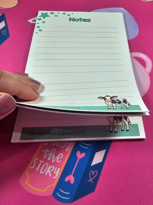 Cute Cow Notepad, Handmade Jade coloring