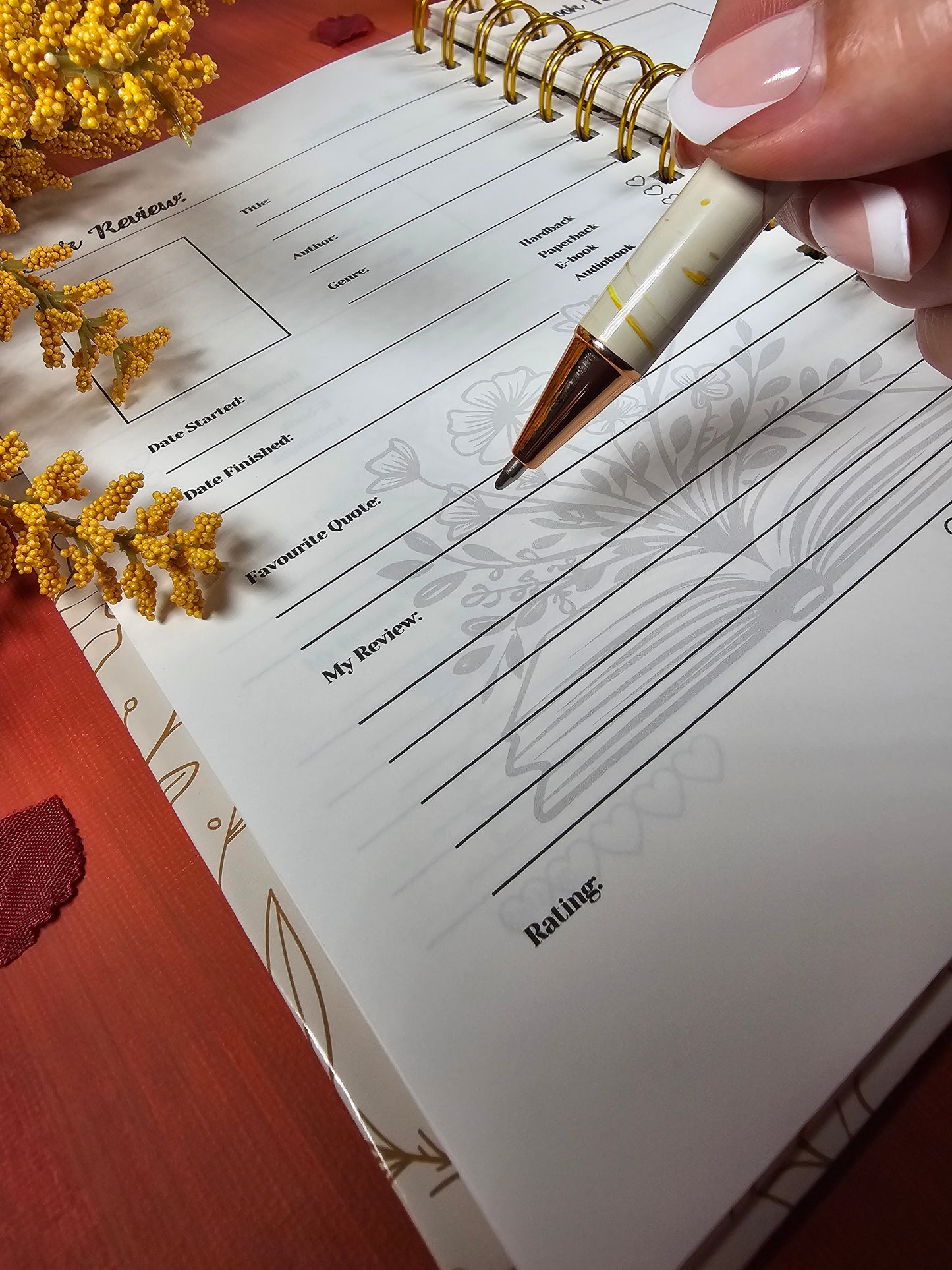 Fall Themed Book 100 Book Review Journal Hardcover