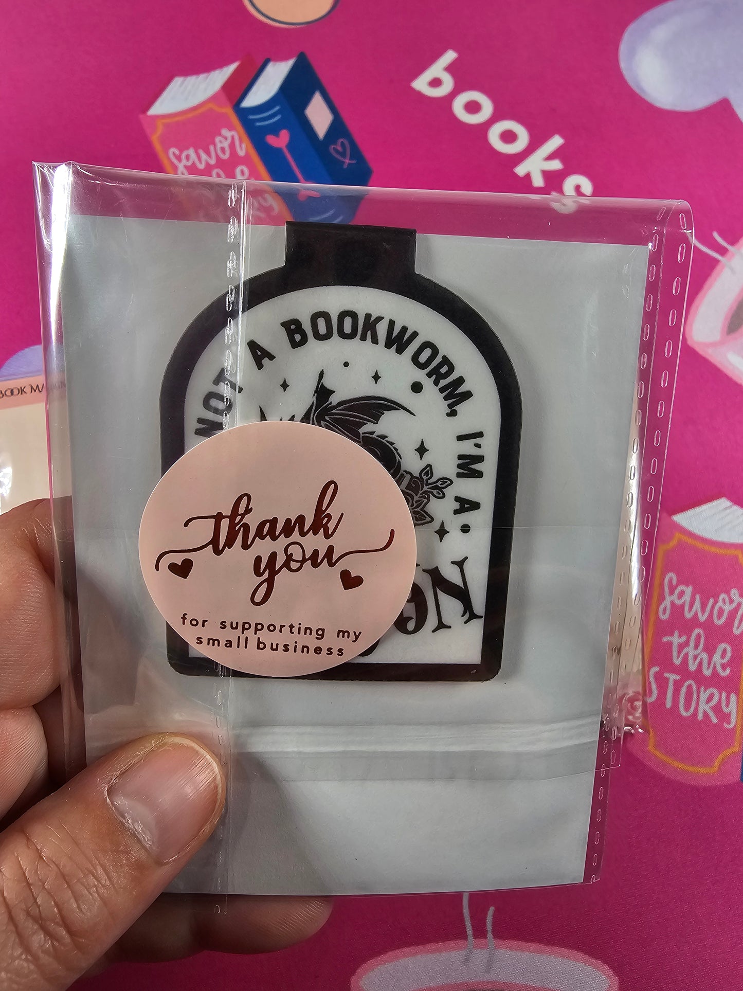 I am not a Book-worm, I am a Book Dragon, Magnetic Bookmark