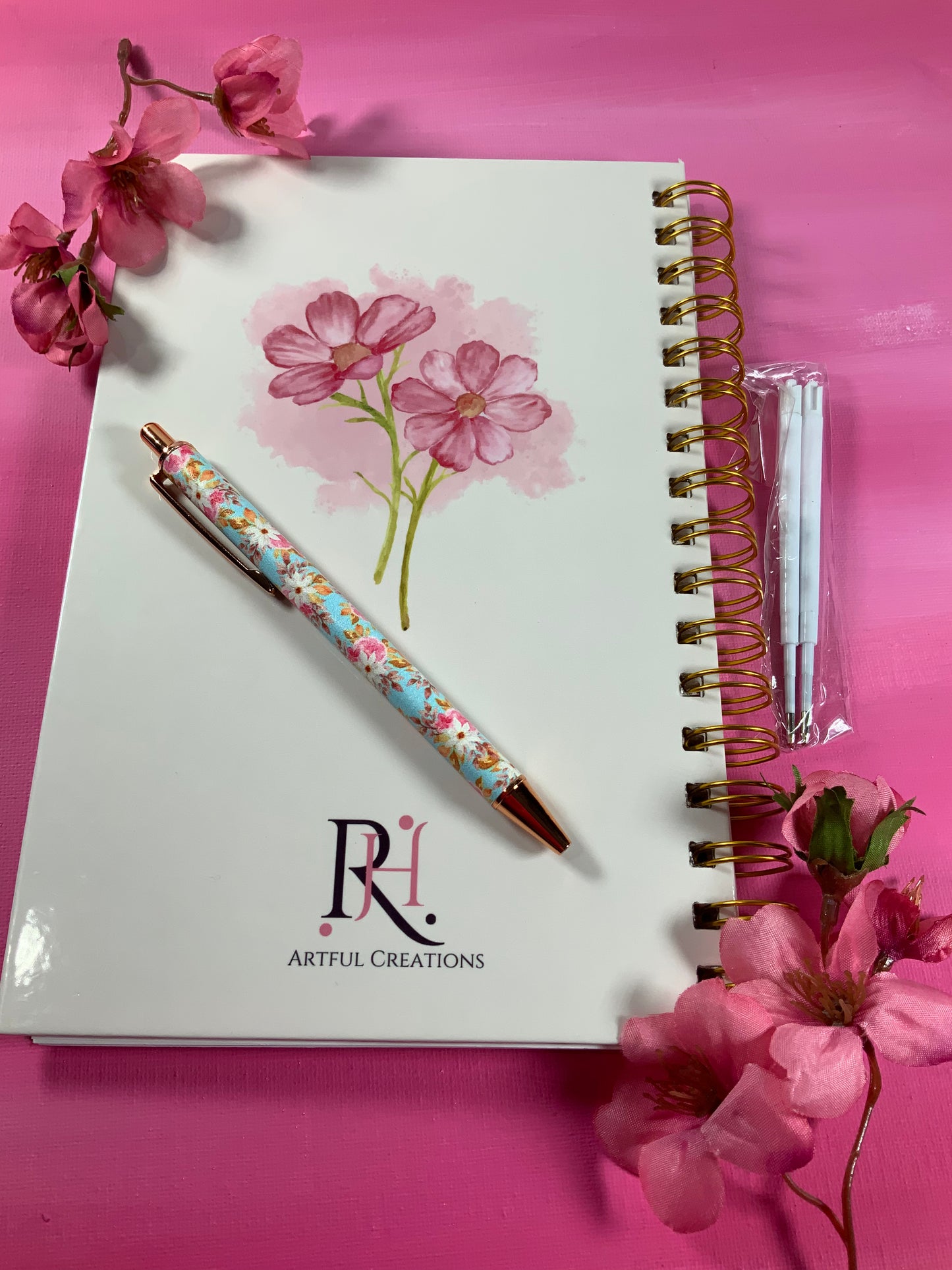 Dated Floral Journal | 6x9 Handmade Spiral Journal | Make It Happen Planner Notebook