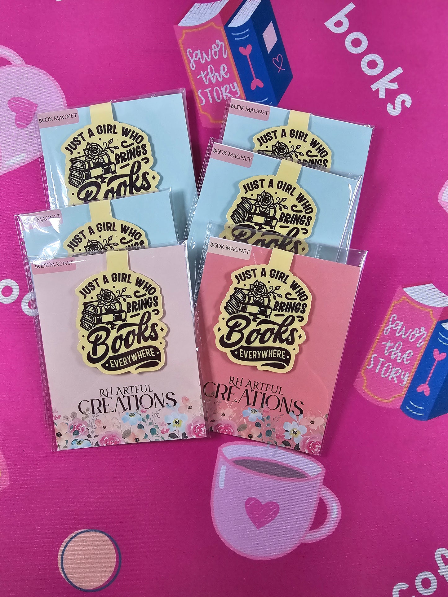 Just a girl who bring books everywhere, Magnetic Bookmark, Handmade gift ideas