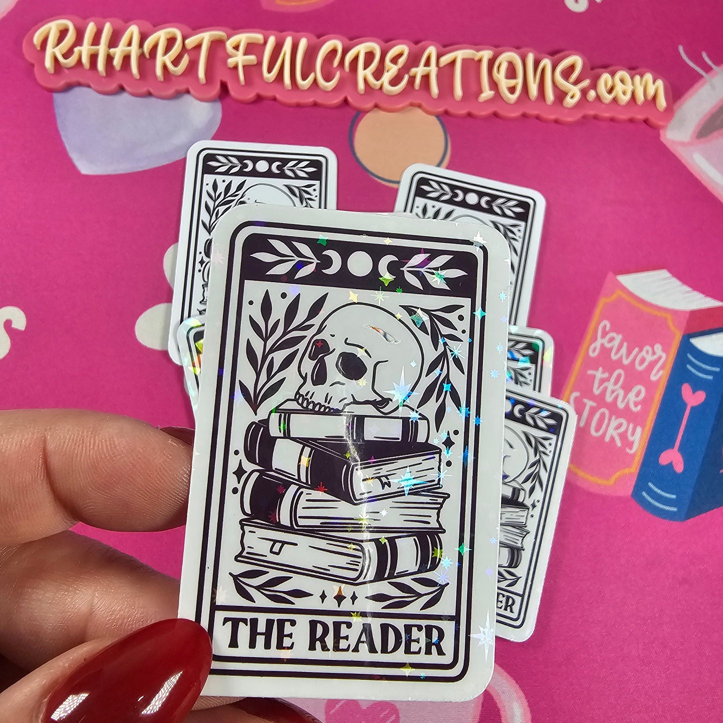 The Reader Gothic Book Lover Sticker | Handmade Dark Academia Vinyl Art for Readers