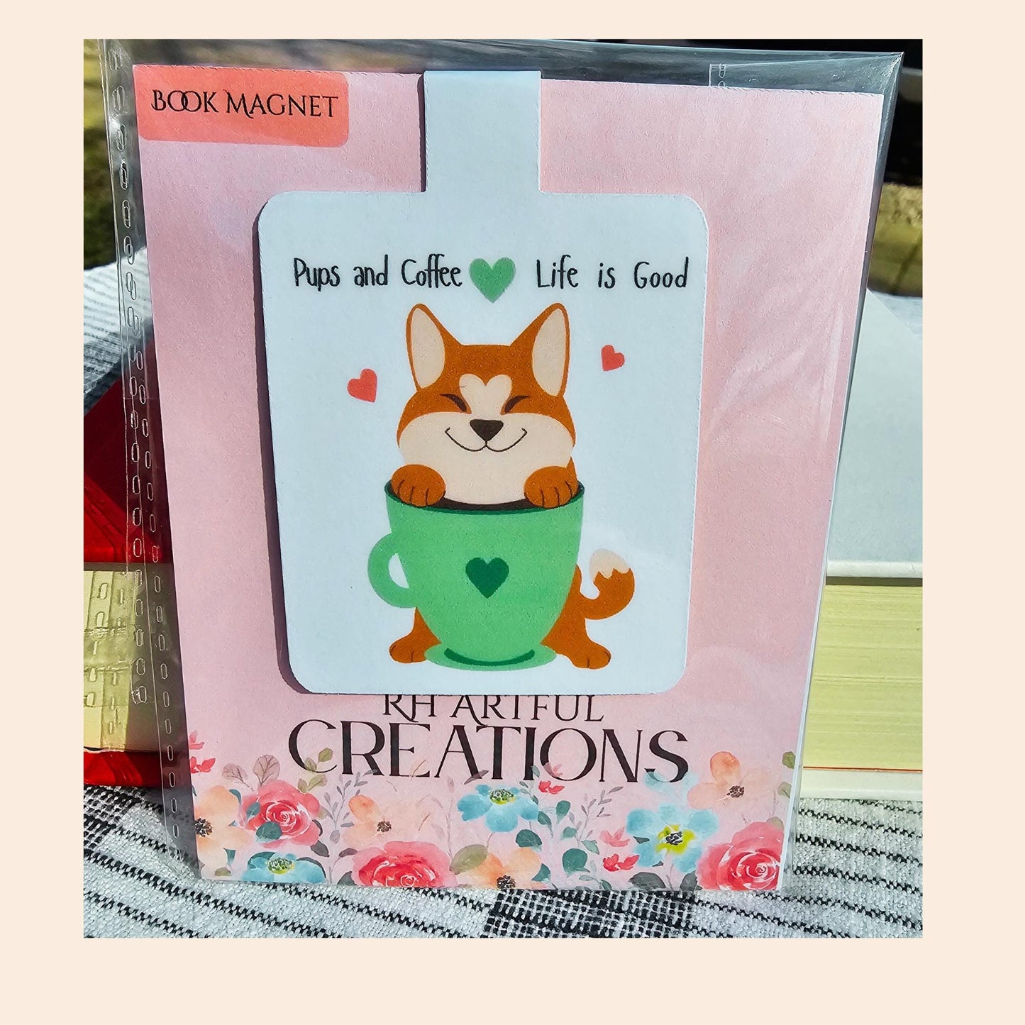 Coffee, Books & Paws  Dog-Themed Magnetic Bookmarks
