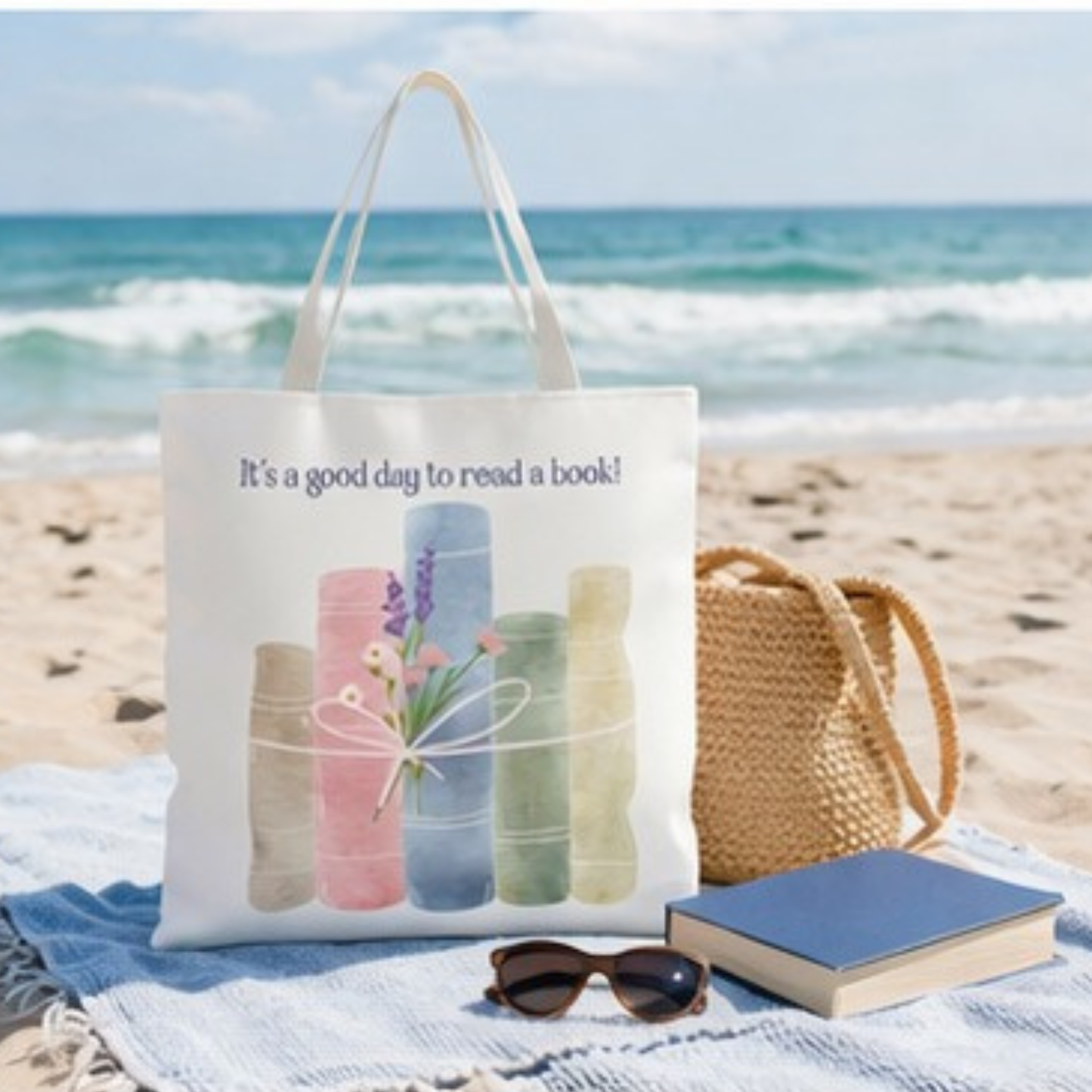 Book Lover Tote Bag, Floral Reading Bag, Cute Literary Gift for Readers