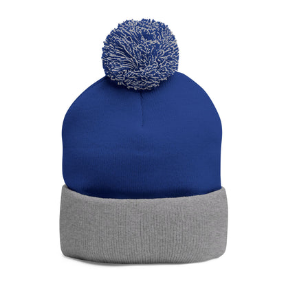 STMA White writing Winter Hat Pom-Pom Knit Cap (Embroidery)