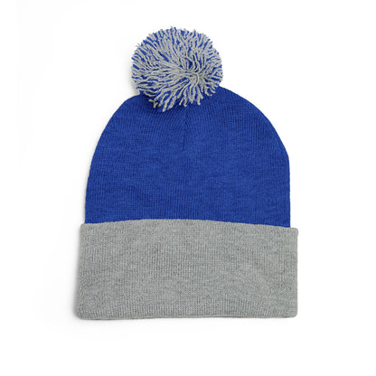 STMA White writing Winter Hat Pom-Pom Knit Cap (Embroidery)