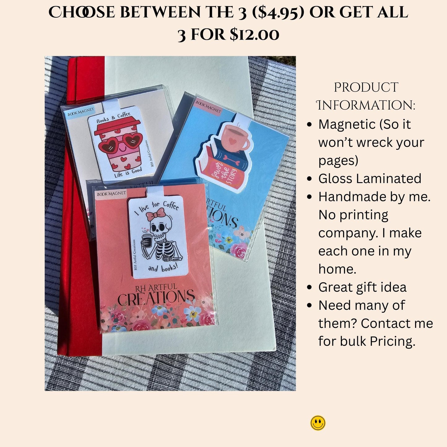 Coffee & Books Magnetic Bookmarks