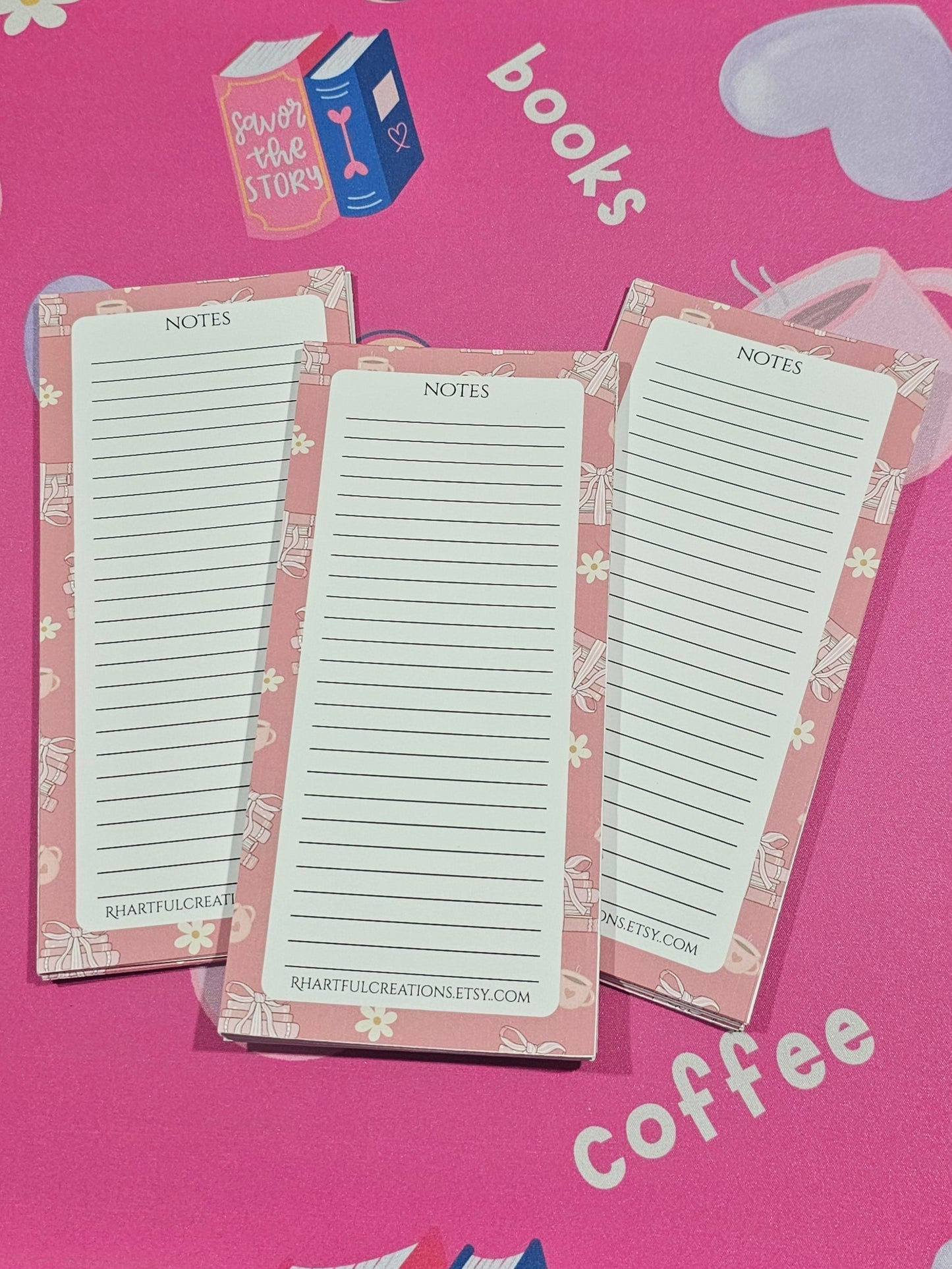 Pink Book Lover Notepad Tall