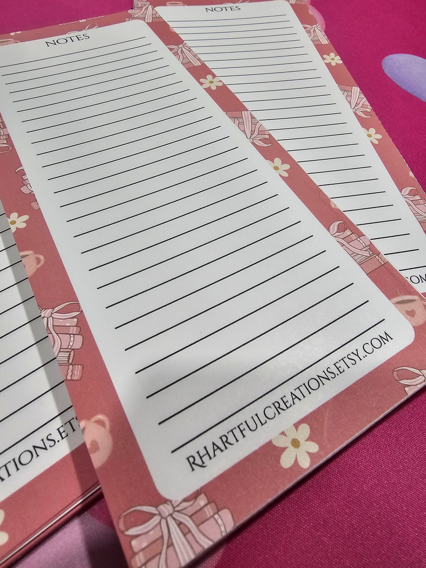 Pink Book Lover Notepad Tall