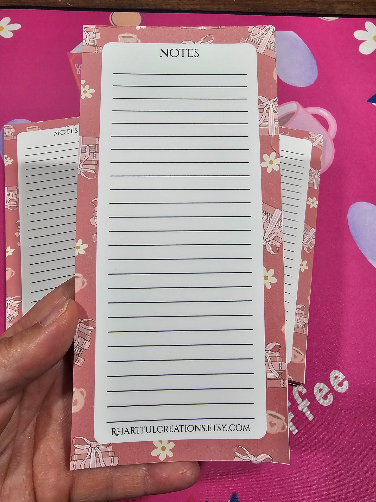 Pink Book Lover Notepad Tall