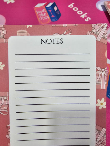 Pink Book Lover Notepad Tall