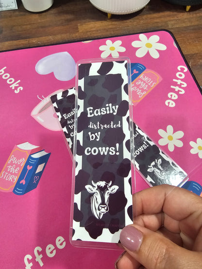 Cow Bookmark Easily distracted by COWS! 2 x 6 Handmade