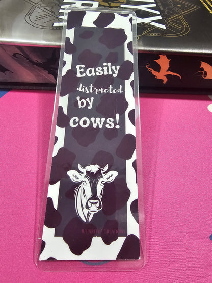 Cow Bookmark Easily distracted by COWS! 2 x 6 Handmade