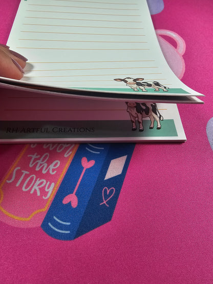 Cute Cow Notepad, Handmade Jade coloring
