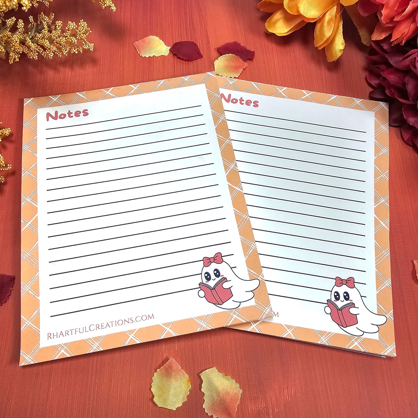Boo-kworm Ghost Notepad – Cute Fall Bookish Stationery (25 or 50 Pages)