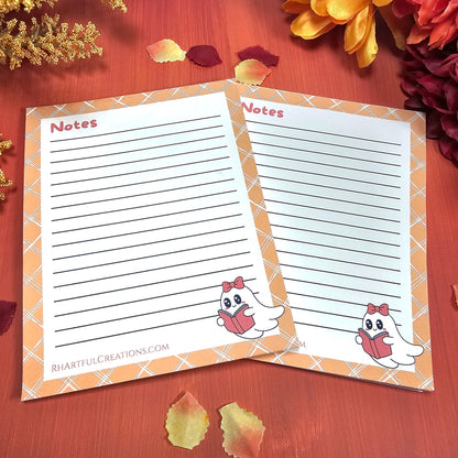 Boo-kworm Ghost Notepad – Cute Fall Bookish Stationery (25 or 50 Pages)