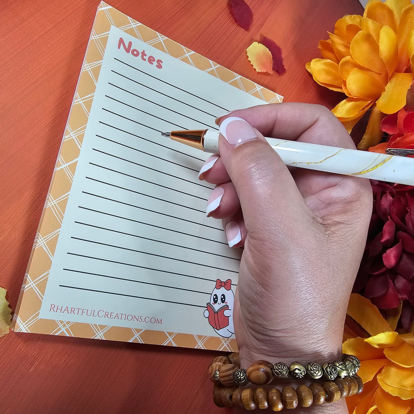 Boo-kworm Ghost Notepad – Cute Fall Bookish Stationery (25 or 50 Pages)