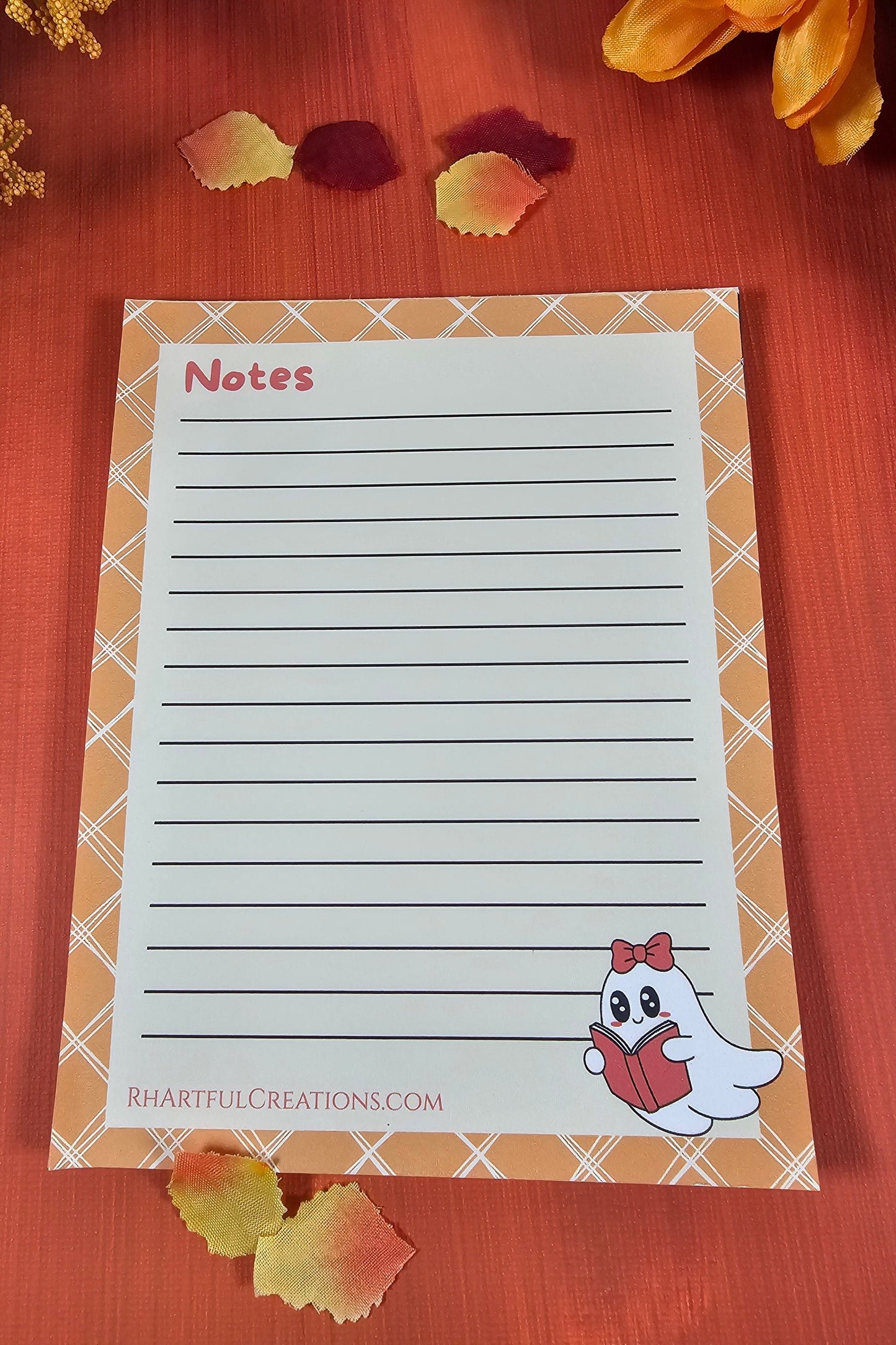 Boo-kworm Ghost Notepad – Cute Fall Bookish Stationery (25 or 50 Pages)
