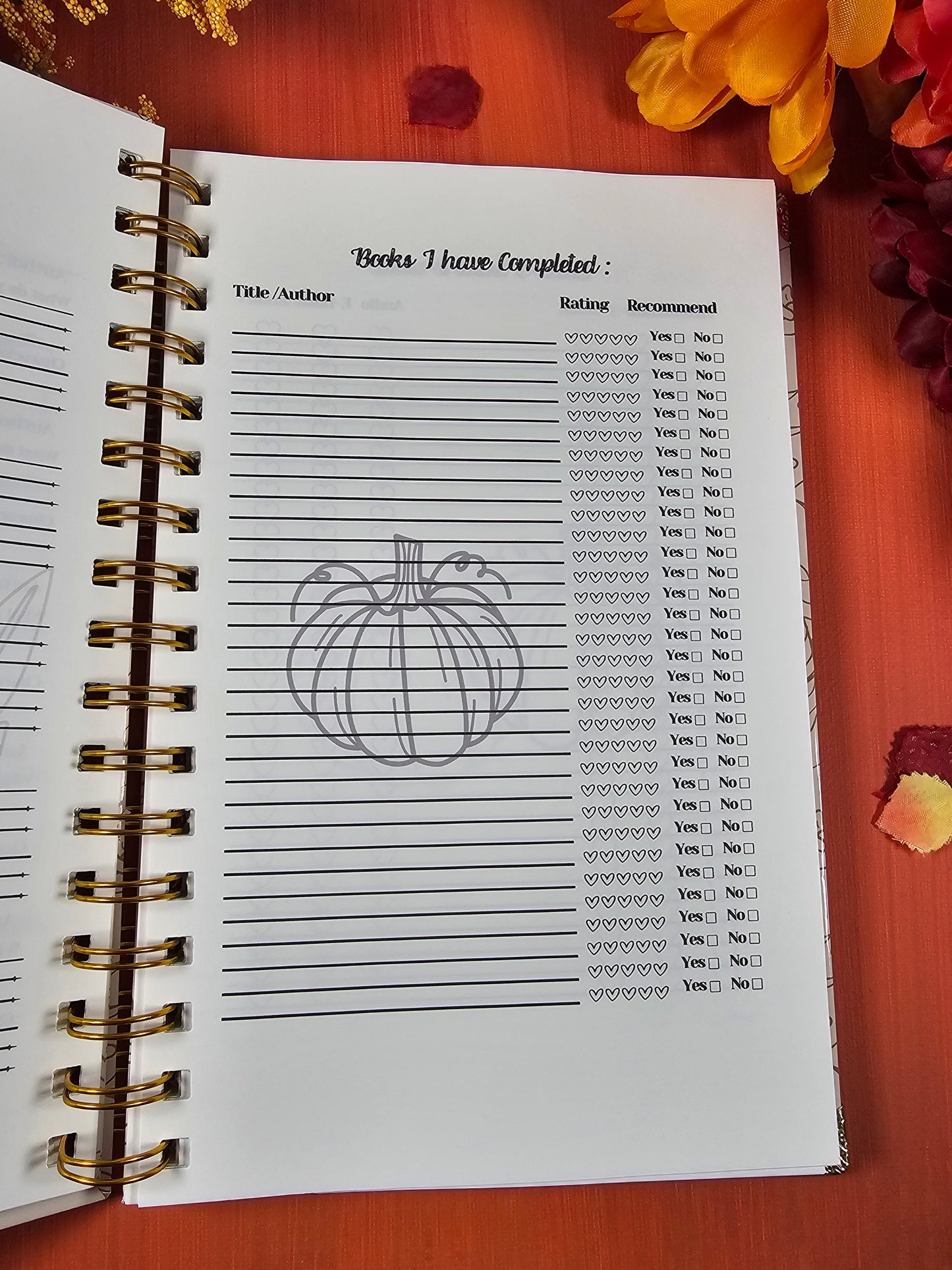 Fall Themed Book 100 Book Review Journal Hardcover