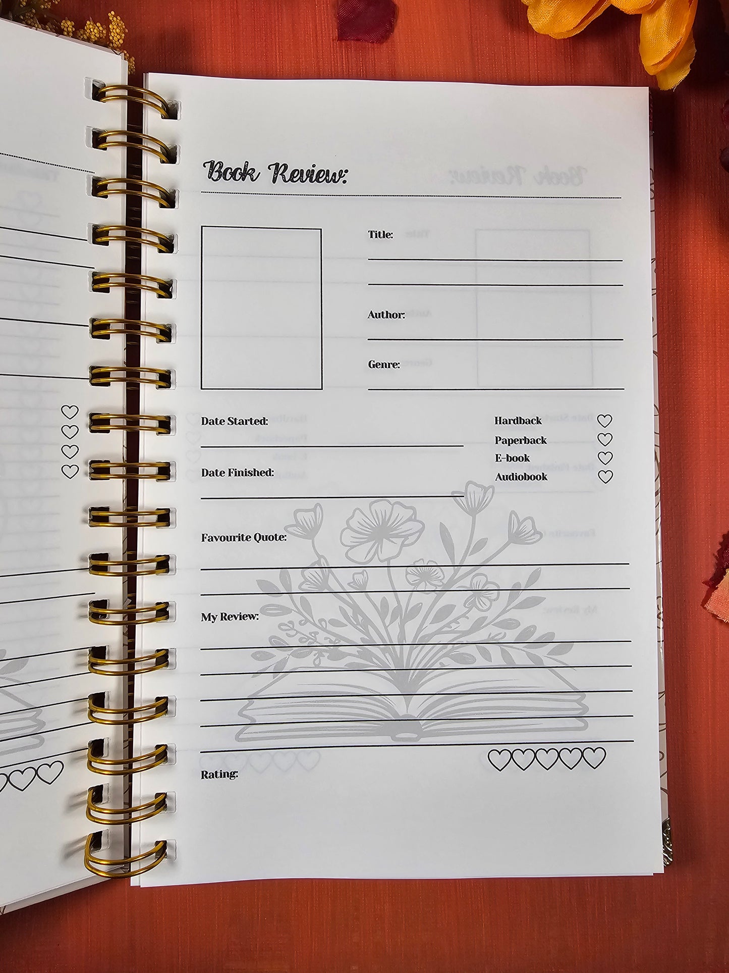 Fall Themed Book 100 Book Review Journal Hardcover