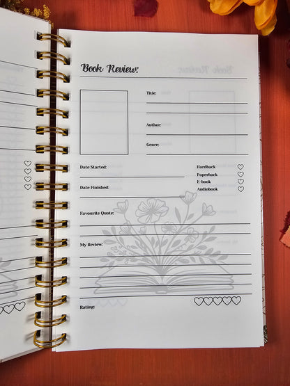 Fall Themed Book 100 Book Review Journal Hardcover