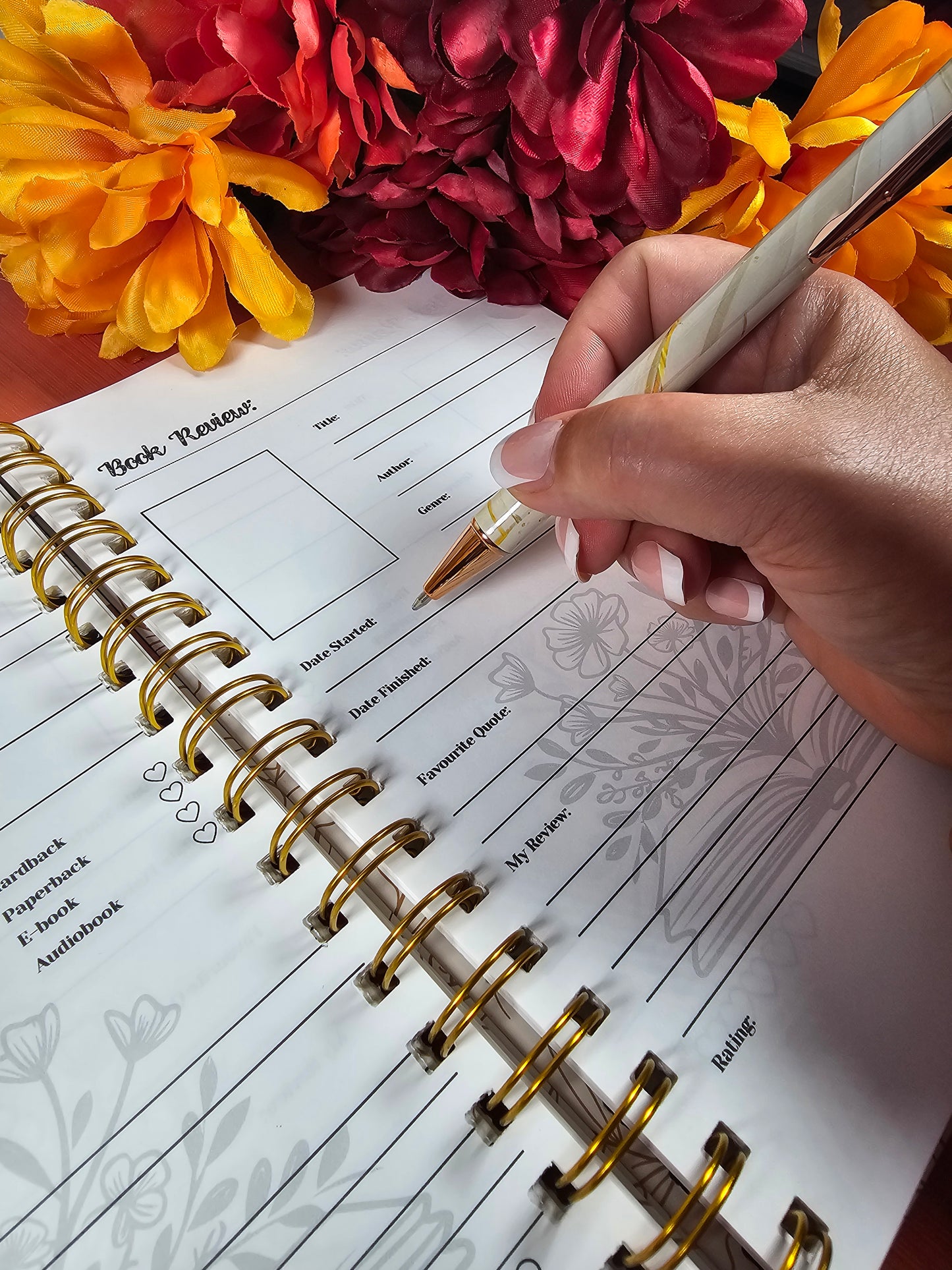 Fall Themed Book 100 Book Review Journal Hardcover