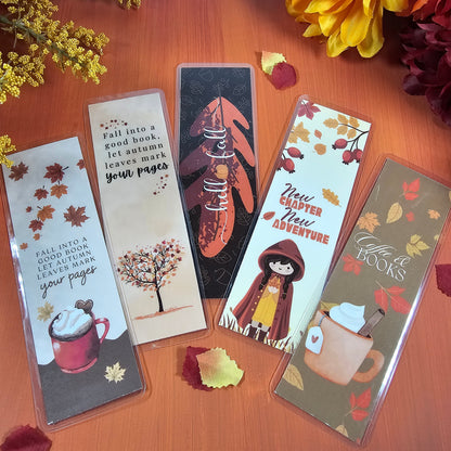 Fall Bookmarkers, Cozy Book Lover Two-side Laminated