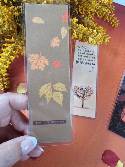 Fall Bookmarkers, Cozy Book Lover Two-side Laminated