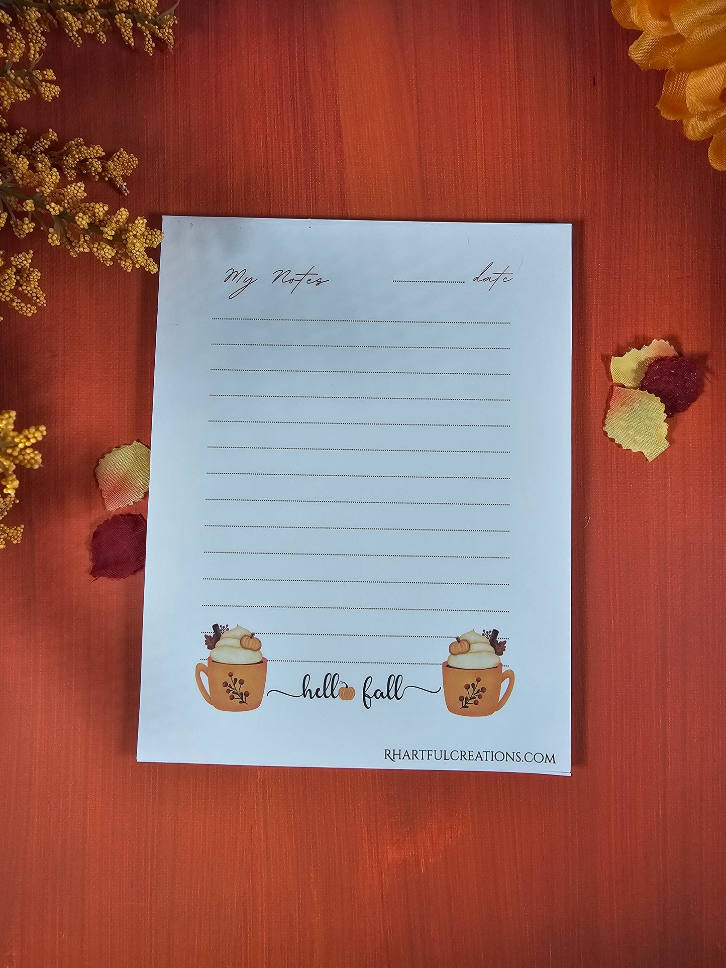 Hello Fall Notepad – Cozy Book Lover Stationery (25 or 50 Pages)