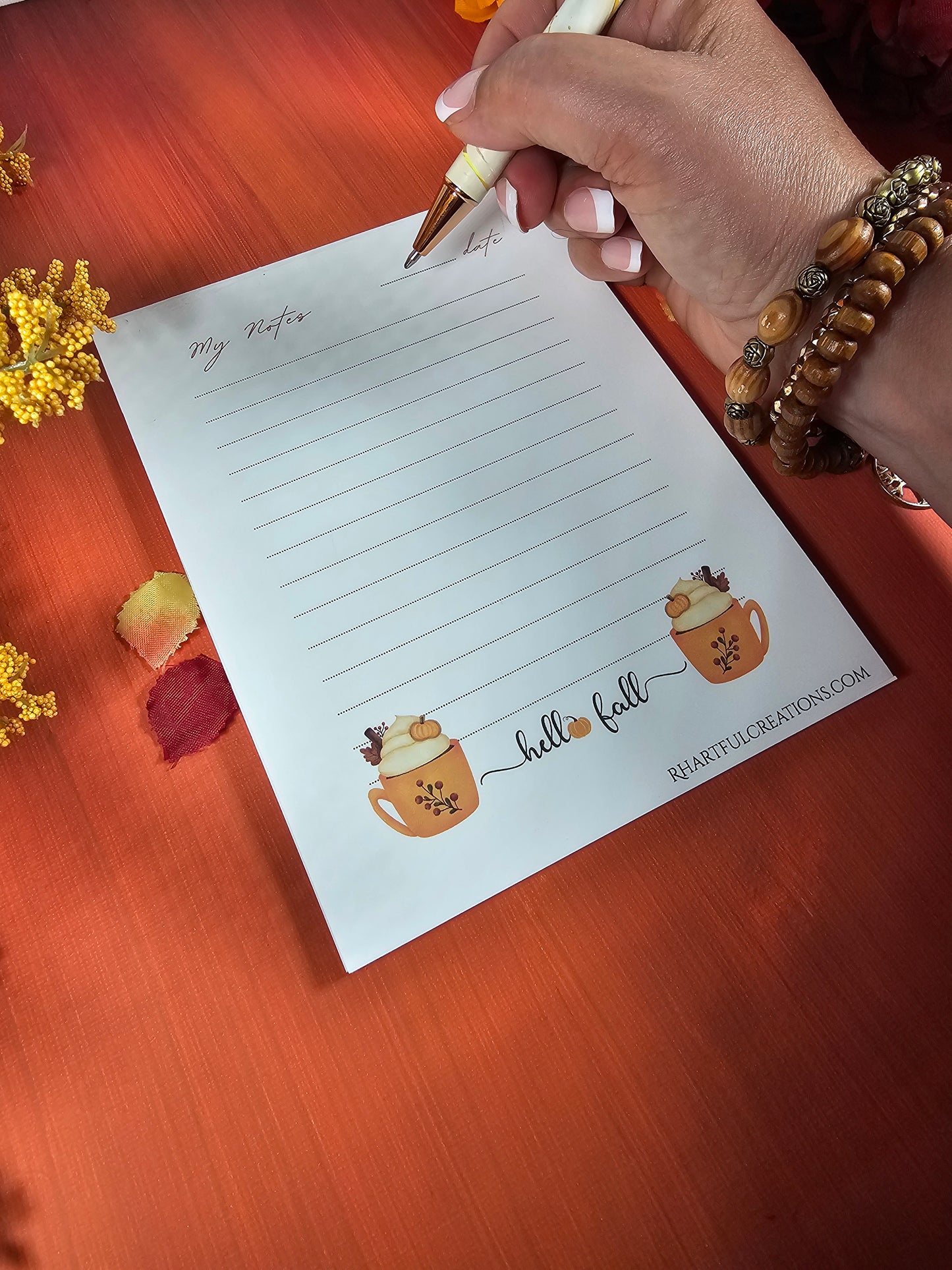 Hello Fall Notepad – Cozy Book Lover Stationery (25 or 50 Pages)