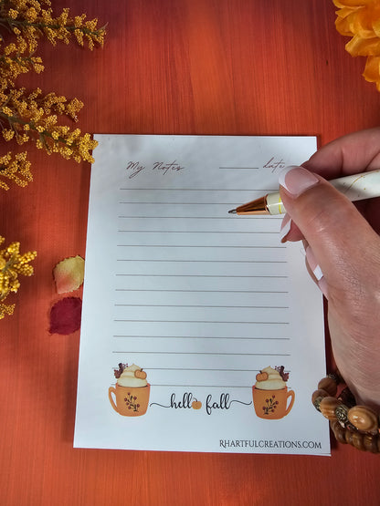 Hello Fall Notepad – Cozy Book Lover Stationery (25 or 50 Pages)