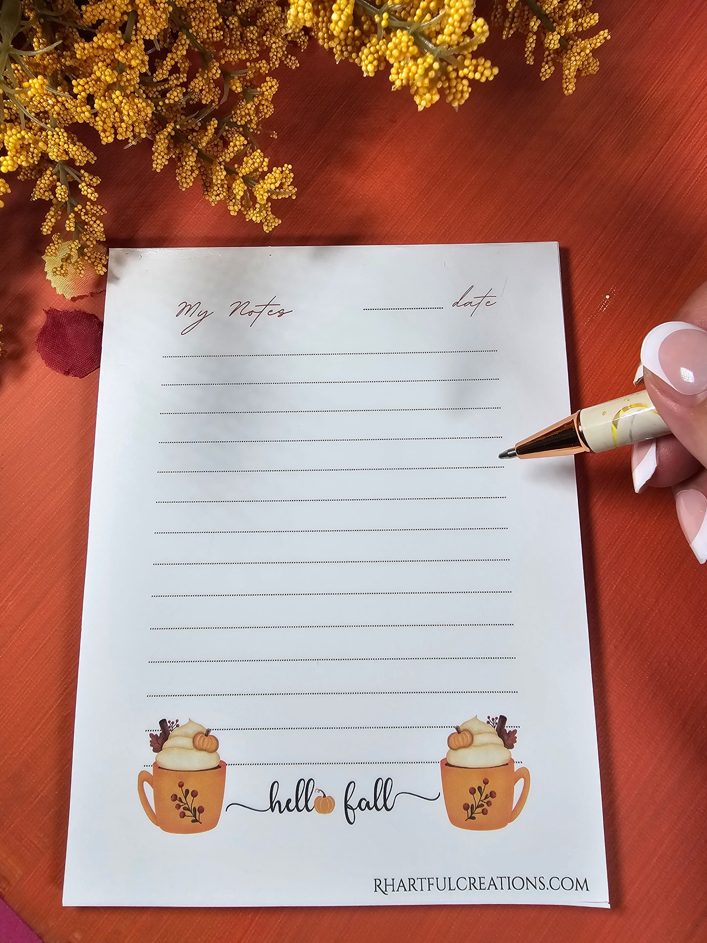 Hello Fall Notepad – Cozy Book Lover Stationery (25 or 50 Pages)