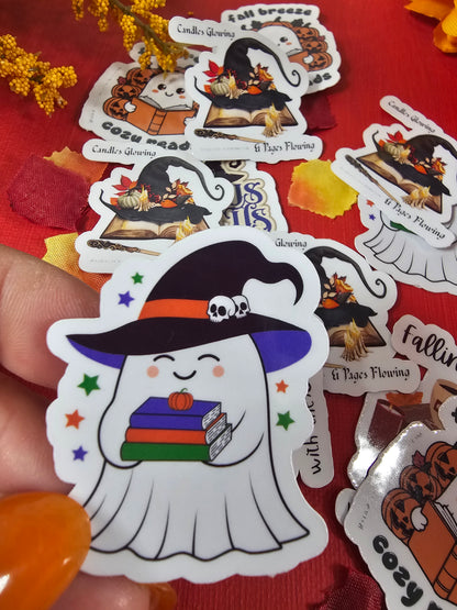 Bookish Fall Sticker, Cozy Autumn Reading Stickers for Laptops, Water Bottles & Journals