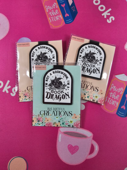 I am not a Book-worm, I am a Book Dragon, Magnetic Bookmark