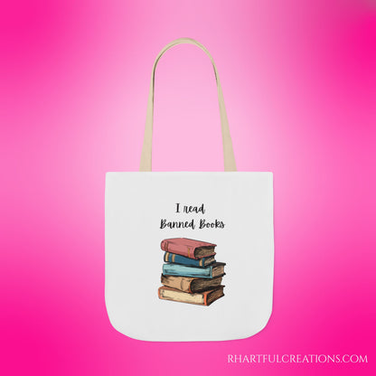 I read Banned Books Canvas Tote Bag, 5-Color Straps