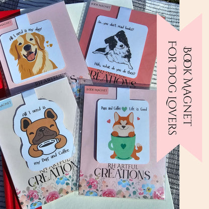 Coffee, Books & Paws  Dog-Themed Magnetic Bookmarks