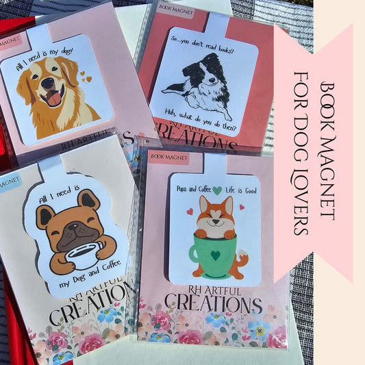 Coffee, Books & Paws  Dog-Themed Magnetic Bookmarks