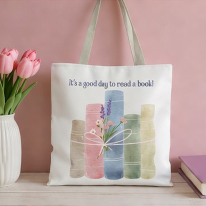 Book Lover Tote Bag, Floral Reading Bag, Cute Literary Gift for Readers