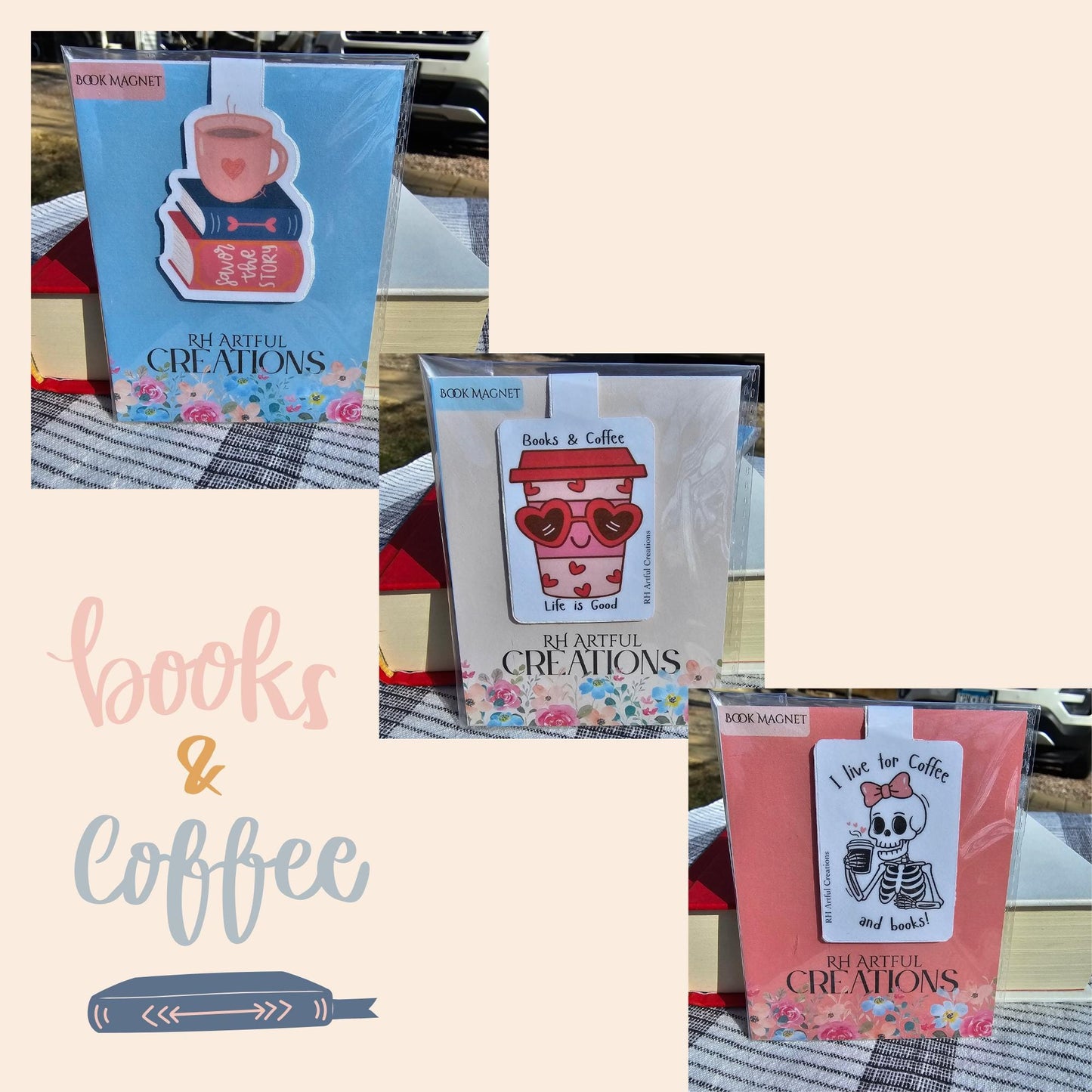 Coffee & Books Magnetic Bookmarks