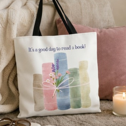 Book Lover Tote Bag, Floral Reading Bag, Cute Literary Gift for Readers