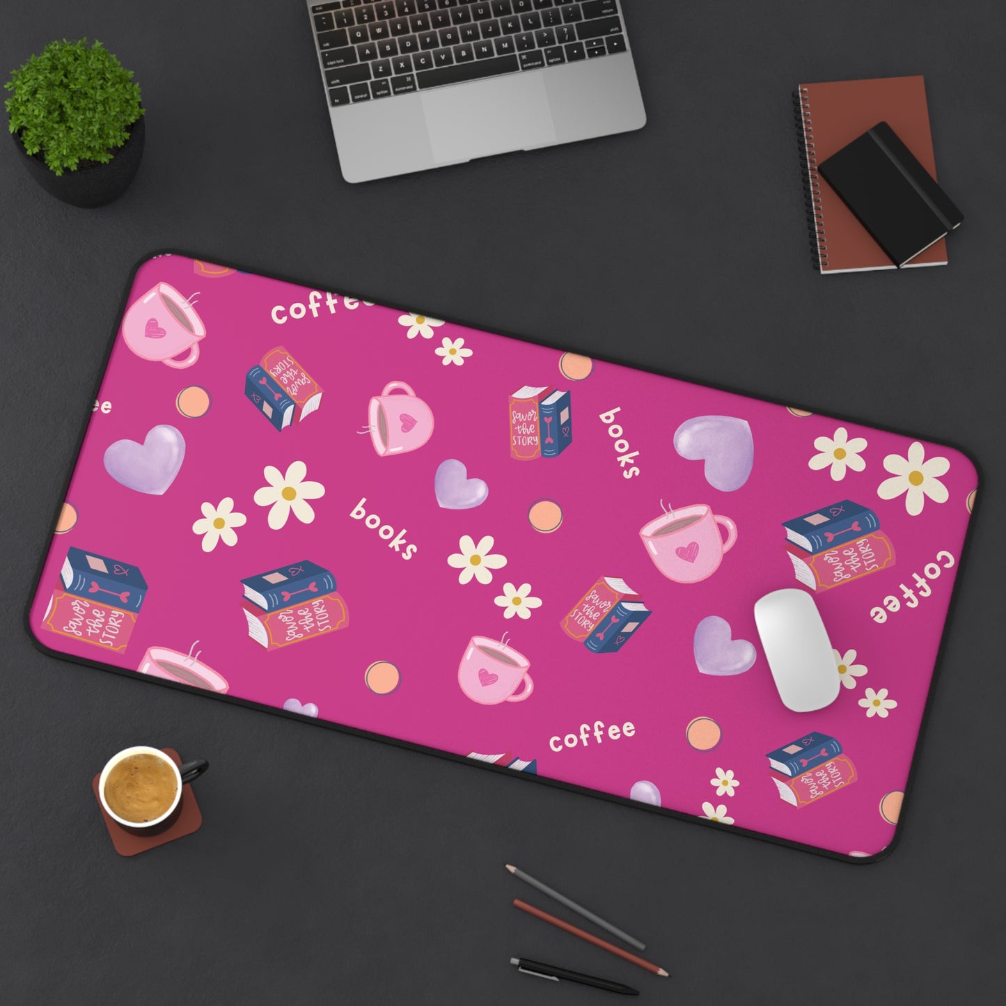 Books & Coffee, Mouse Pad/ Desk Mat
