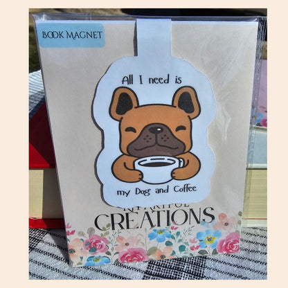 Coffee, Books & Paws  Dog-Themed Magnetic Bookmarks