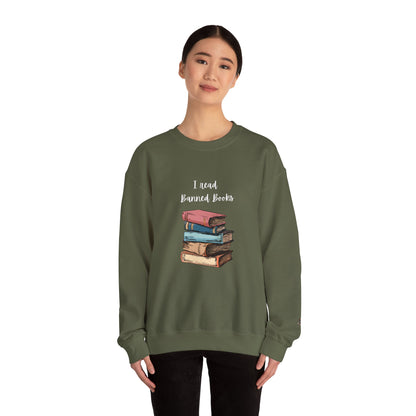“I Read Banned Books” Unisex Crewneck Sweatshirt (More Colors)