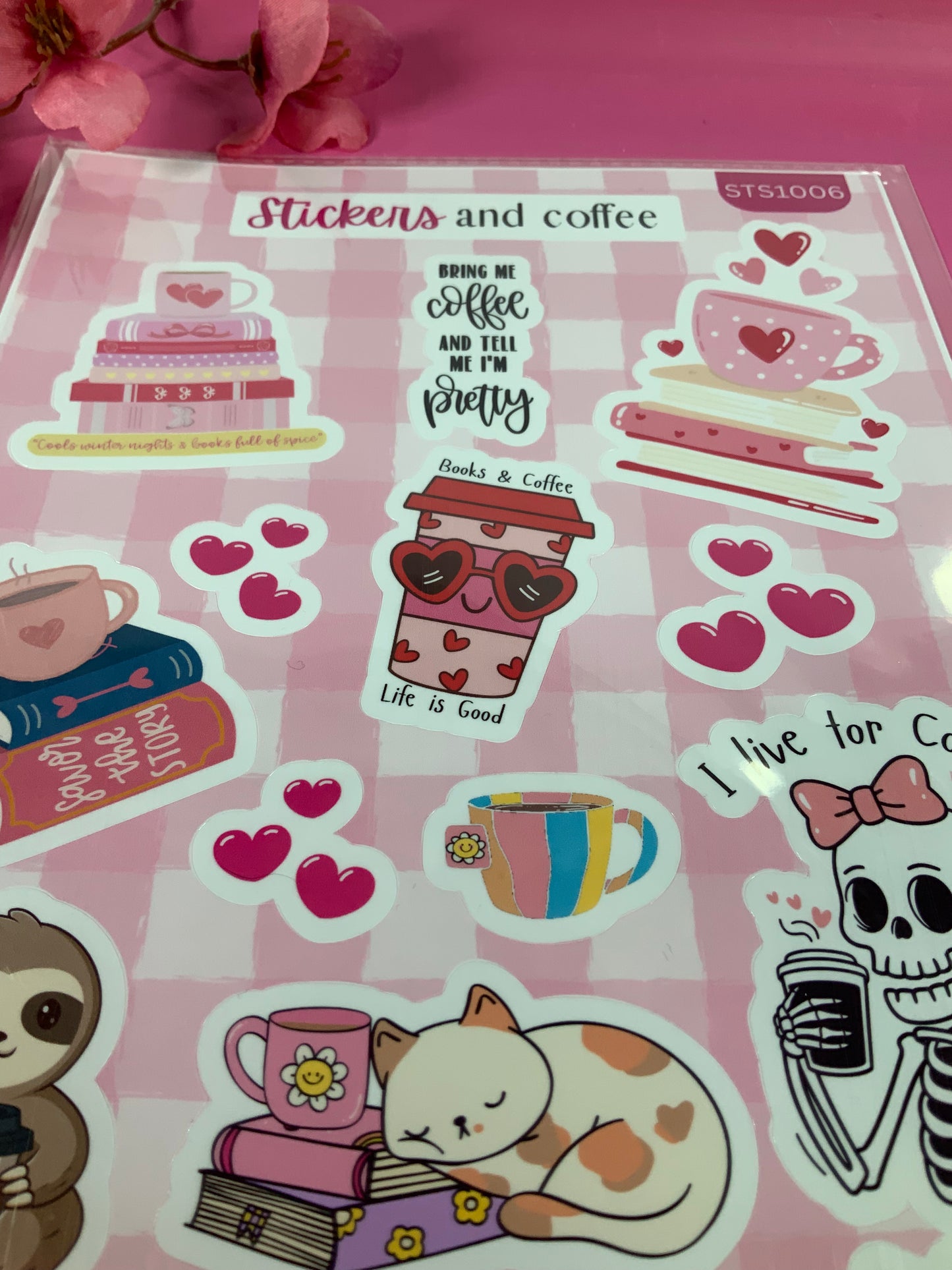 Sticker with Coffee Sticker Sheet | Handmade Bookish Coffee Stickers | Cute Planner Stickers for Readers, Journals & Laptops