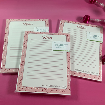 Candy-cane Lane Christmas Notepad | Handmade Lined Holiday Memo Pad