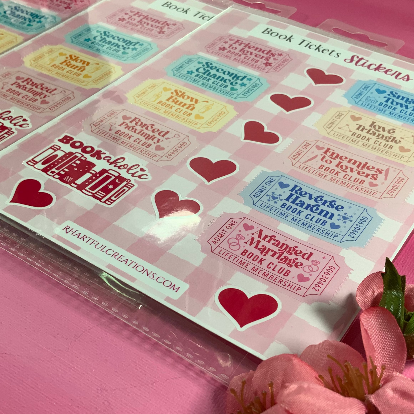 Book Ticket Stickers | Bookish Sticker Sheet for Readers, Book Club, Romance Readers & Book Lovers
