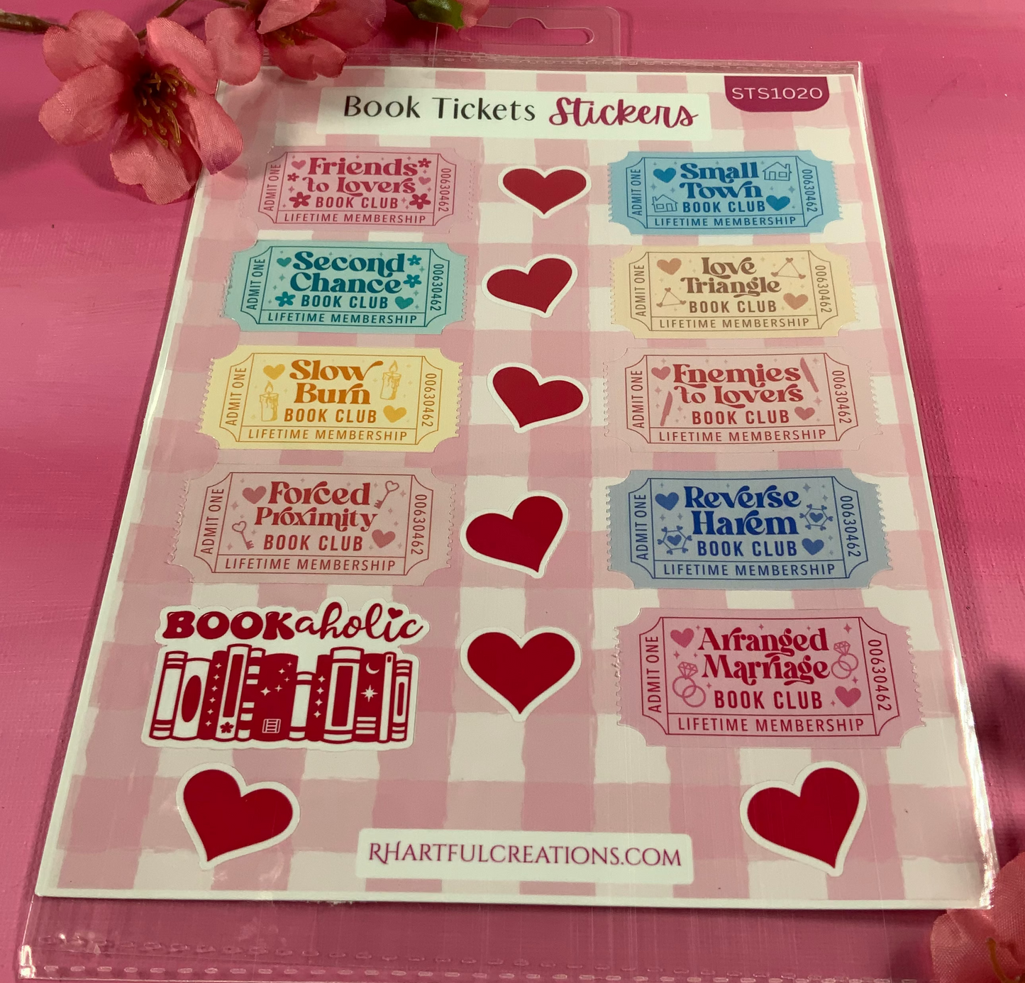 Book Ticket Stickers | Bookish Sticker Sheet for Readers, Book Club, Romance Readers & Book Lovers