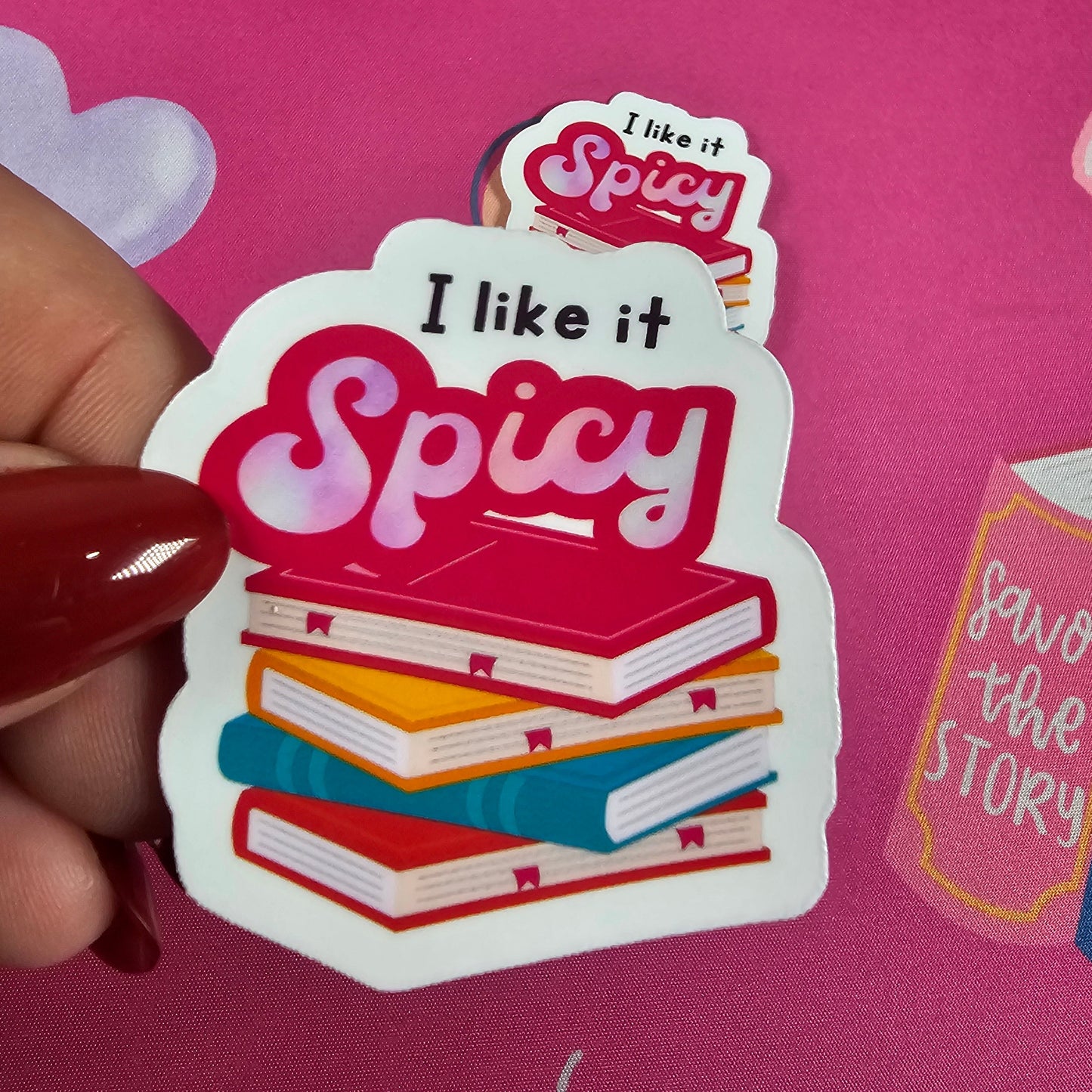 I Like It Spicy Book Sticker | Funny Romance Book Lover Gift | Handmade Bookish Vinyl Decal for Spicy Readers