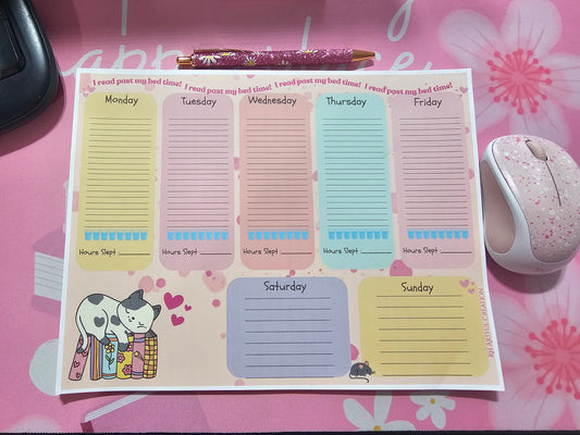 “I Read Past My Bedtime” Weekly Desk Planner