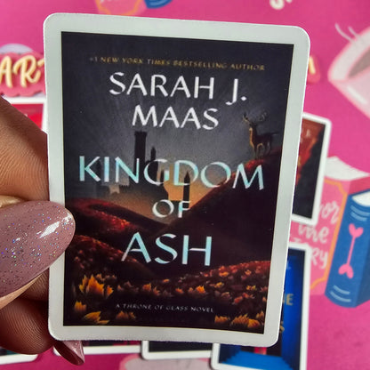 Throne of Glass series book cover vinyl stickers displayed in a set. Bright colorful book cover printed  by RH Artful Creations.